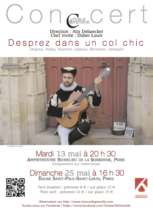 « Desprez dans un col chic » – Didier Louis, chef invité ! Nouveaux concerts les 13 et 25 mai.