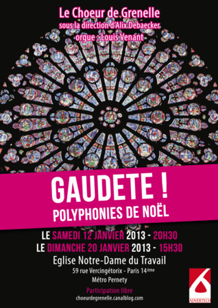 Gaudete ! – Concerts des 12 & 20 janvier 2013 – Notre Dame du Travail